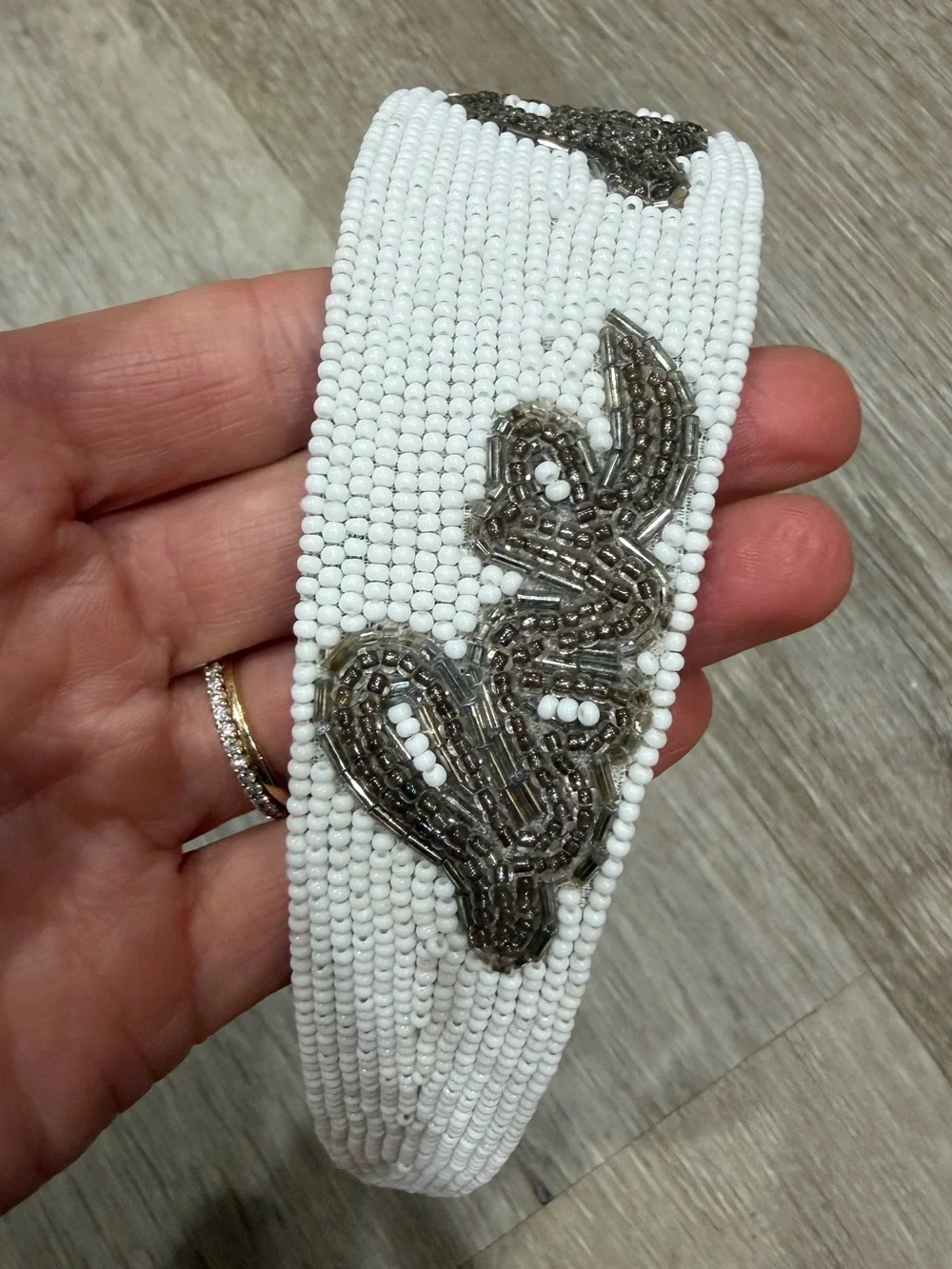 Mignonne Gavigan Beaded White 'Love' Headband